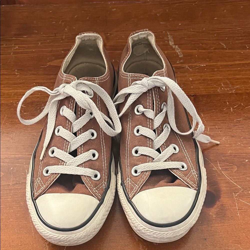 Converse Women’s Brown and White Low-top Sneakers- Size 6